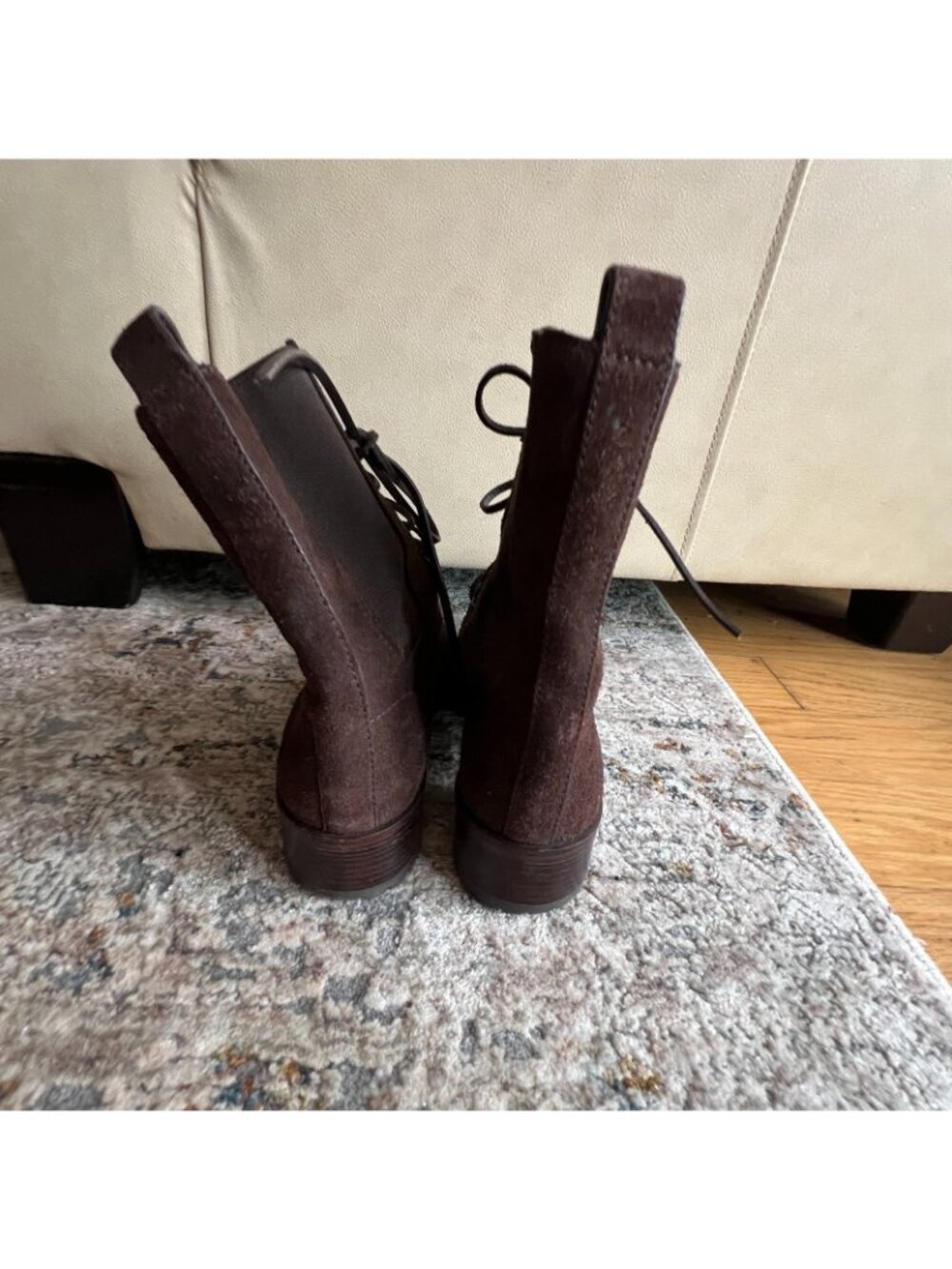 Tori Burch Women's Size 5M Dark Brown Suede Broome Combat Boots - Picture 4 of 6